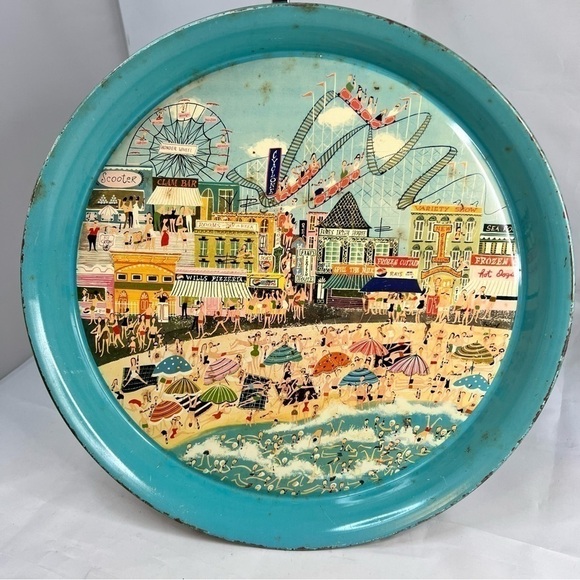 Vintage Coney Island Pepsi Cola Metal Round Drink Serving Tray - Picture 5 of 5